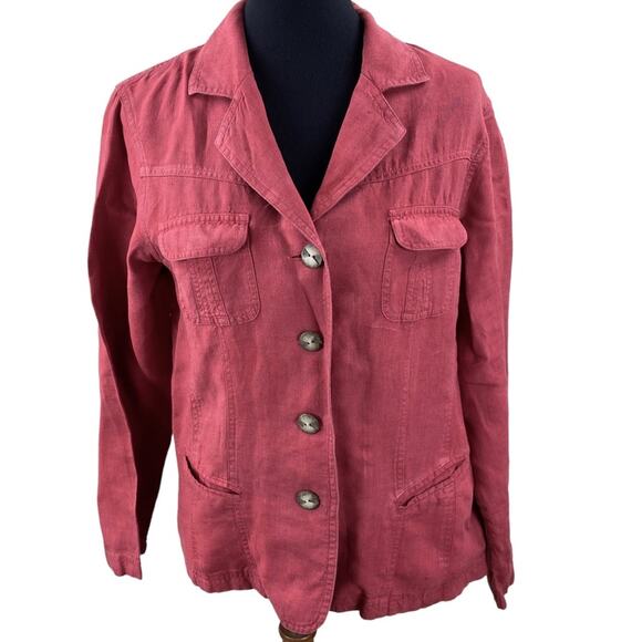 SOLD.   J. Jill Womens 100% Linen Shirt Jacket Size M - Picture 1 of 7